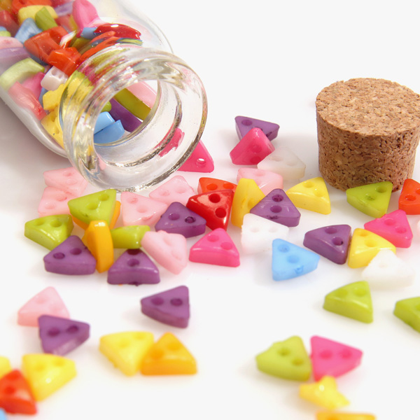 [바이핸즈] 삼각 미니 컬러단추 130개 SET (유리병 포함)