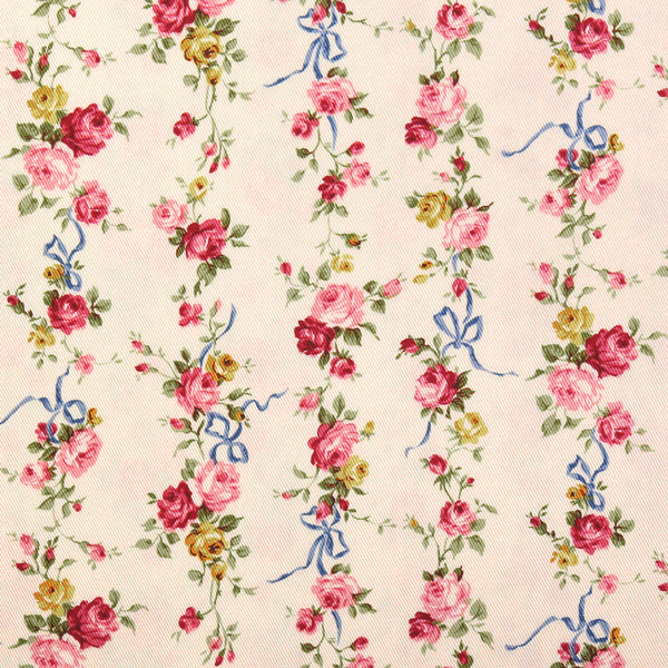 [세븐베리] 로즈 87504-D2 트윌 프린트원단 - 아이보리