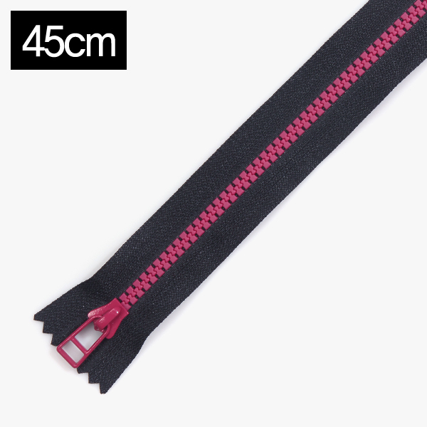 [YKK] 비슬론 콤비 지퍼 5호(45cm) - 블랙(레드퍼플)