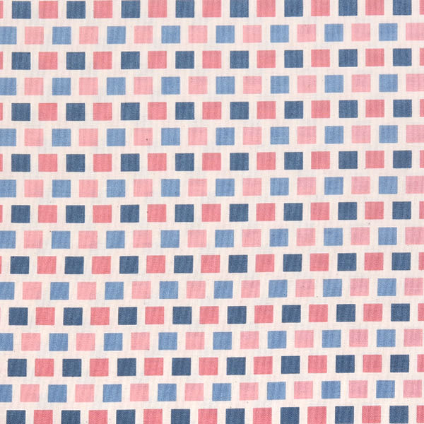 [코튼프린트] 브릭 스타일 프린트원단 - 핑크블루