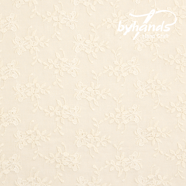 퀼트의시작은? 엔조이퀼트와 함께,[바이핸즈] 대폭 리본 꽃다발 아일렛 레이스원단 - 내추럴 (EYL-0010)