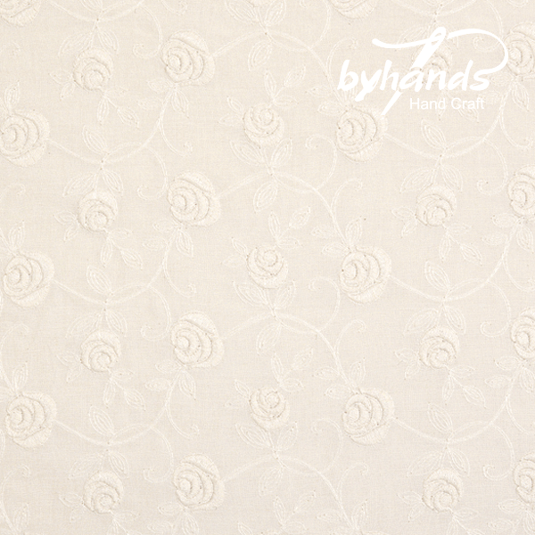 [바이핸즈] 대폭 넝굴 로즈 아일렛 레이스원단 - 내추럴 (EYL-0015)