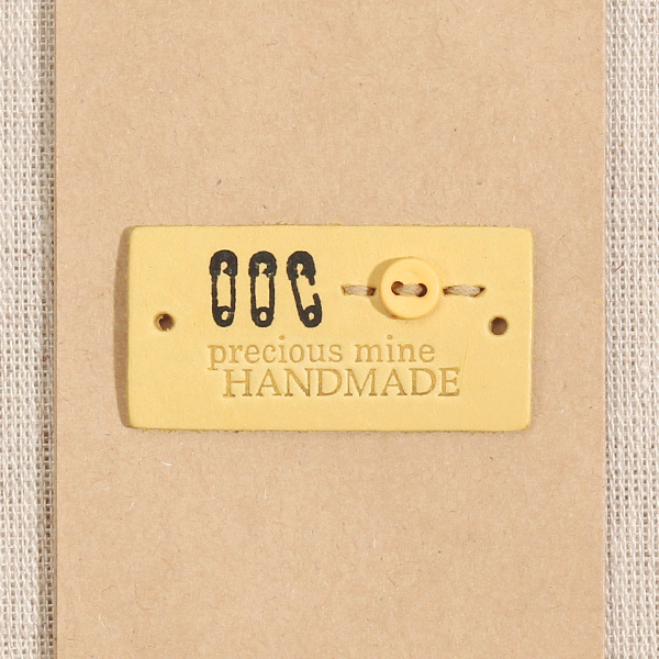 [장식부자재] 핸드메이드 옷핀 천연 워싱 가죽라벨 - 옐로우