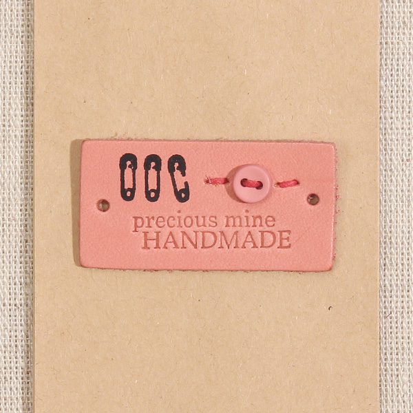 [장식부자재] 핸드메이드 옷핀 천연 워싱 가죽라벨 - 핑크