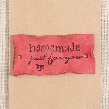 [장식부자재] 홈메이드 천연 워싱 가죽라벨 - 레드 (개)