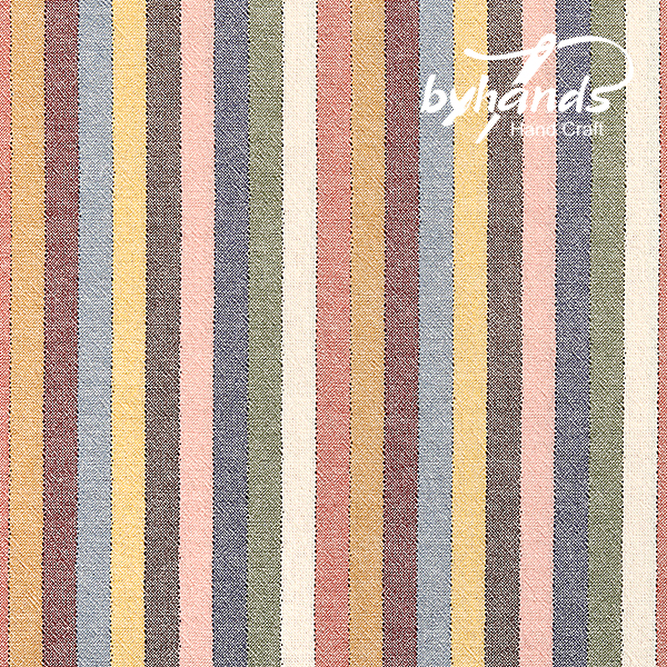 [바이핸즈] 멀티 스트라이프 스노우톤 선염체크원단(더블롤링 10YD)