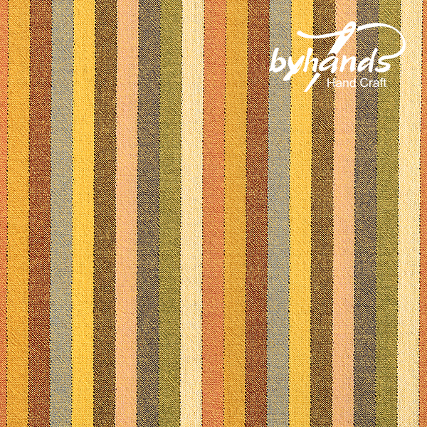 [바이핸즈] 멀티 스트라이프 허니골드톤 선염체크원단(더블롤링 10YD)