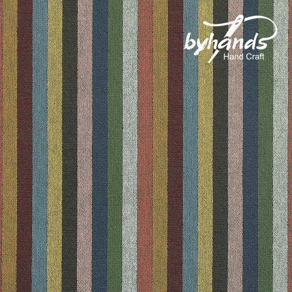 [바이핸즈] 멀티 스트라이프 에버그린톤 선염체크원단(더블롤링 10YD)