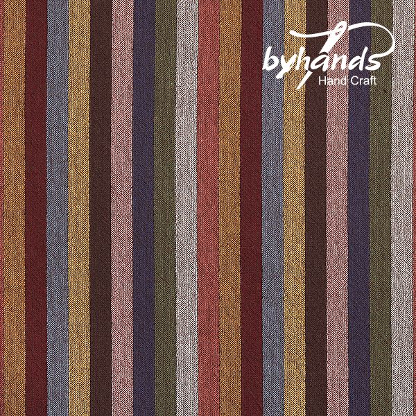 [바이핸즈] 멀티 스트라이프 체스트넛톤 선염체크원단(더블롤링 10YD)