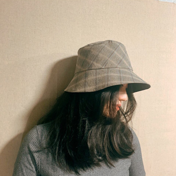 퀼트의시작은? 엔조이퀼트와 함께,[미스마플] 브라운 체크 모자