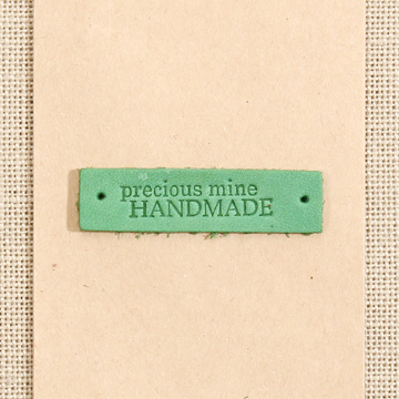 [장식부자재] 미니 핸드메이드 불박 천연 워싱 가죽라벨 - 그린 (개)