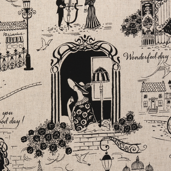 [코카] 라 노스탤지어 린넨 캔버스 프린트원단 - 내츄럴