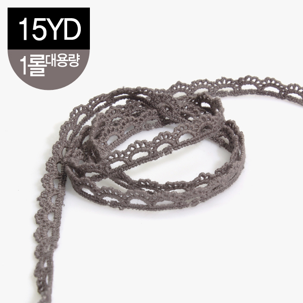 [장식부자재] 반달동산 토션 레이스 15YD - 그레이브라운