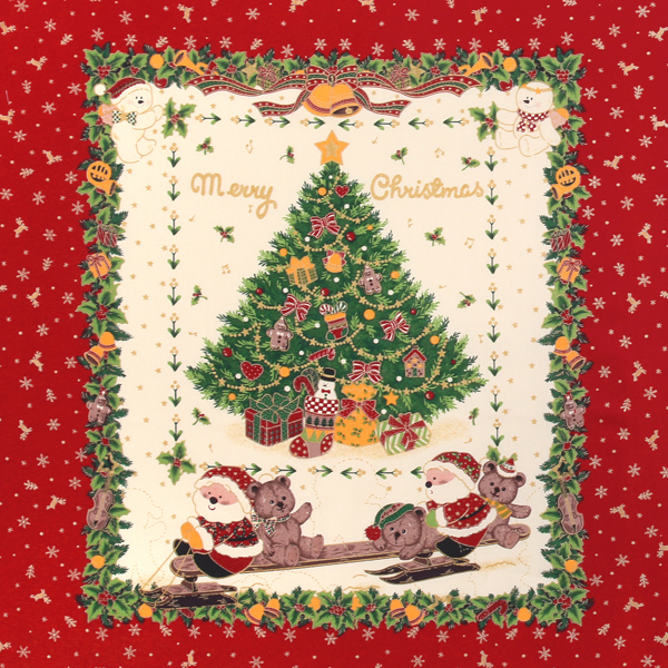 퀼트의시작은? 엔조이퀼트와 함께,[크리스마스원단] 해피 크리스마스 옥스포드 프린트 커트지 110cm x 60cm - 레드