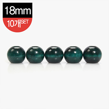 [장식부자재] 나무 장식 구슬 18mm 10개 1SET - 녹색 (set)
