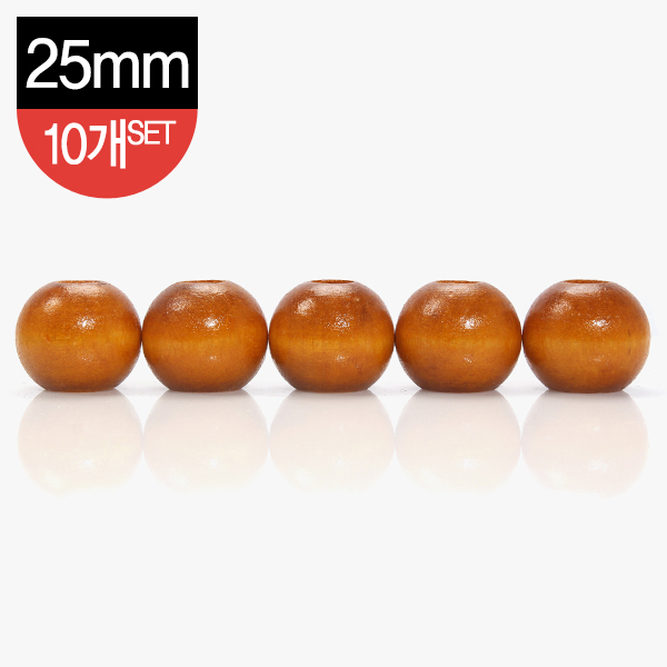 [장식부자재] 나무 장식 구슬 25mm 10개 1SET - 노랑