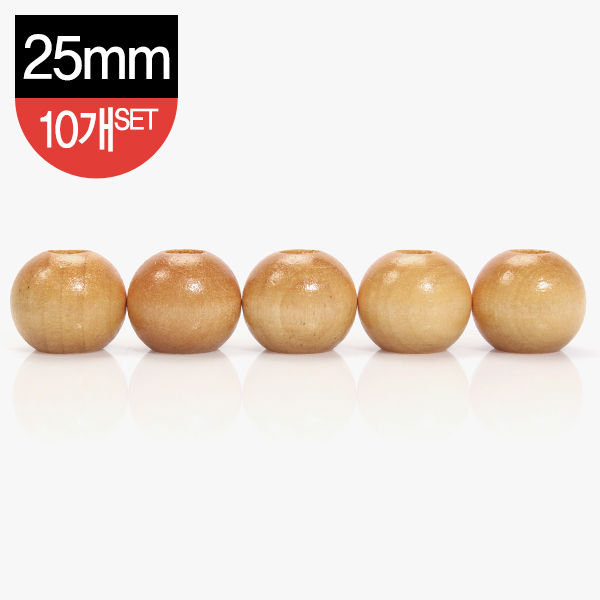 [장식부자재] 나무 장식 구슬 25mm 10개 1SET - 베이지
