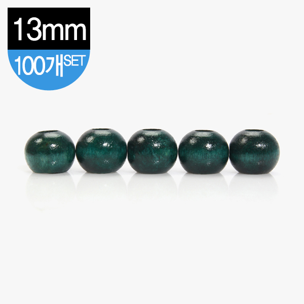 [장식부자재] 나무 장식 구슬 13mm 100개 1SET - 녹색