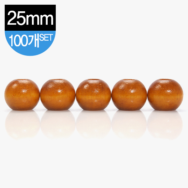 퀼트의시작은? 엔조이퀼트와 함께,[장식부자재] 나무 장식 구슬 25mm 100개 1SET - 노랑