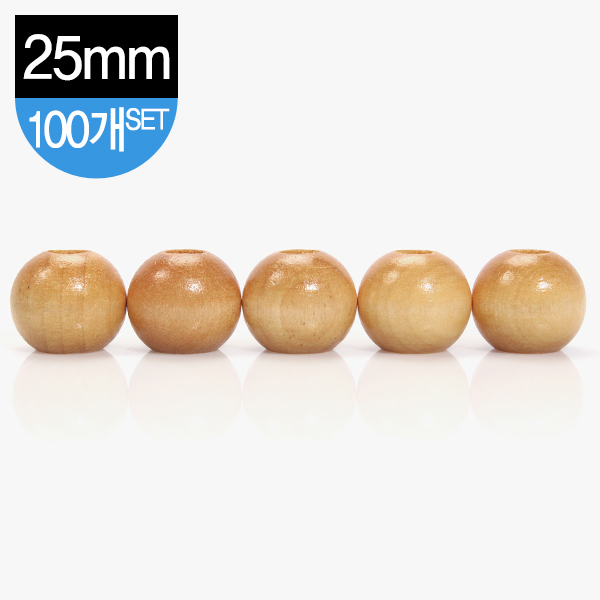 퀼트의시작은? 엔조이퀼트와 함께,[장식부자재] 나무 장식 구슬 25mm 100개 1SET - 베이지