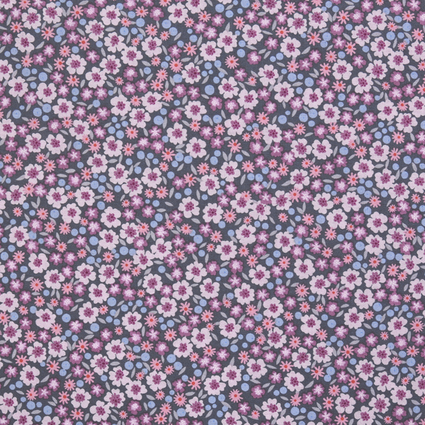 [코튼프린트] 리즈 프린트원단 - 퍼플그레이