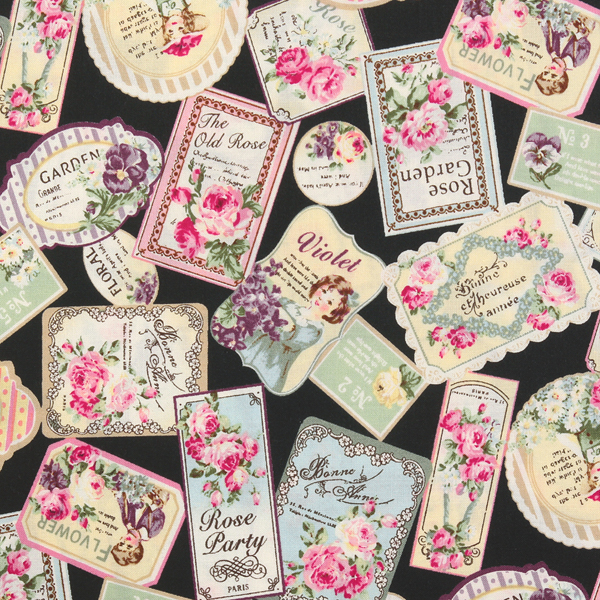 [퀼트게이트] 루루부케 더 로즈 가든 13 셔팅 프린트원단 - 블랙