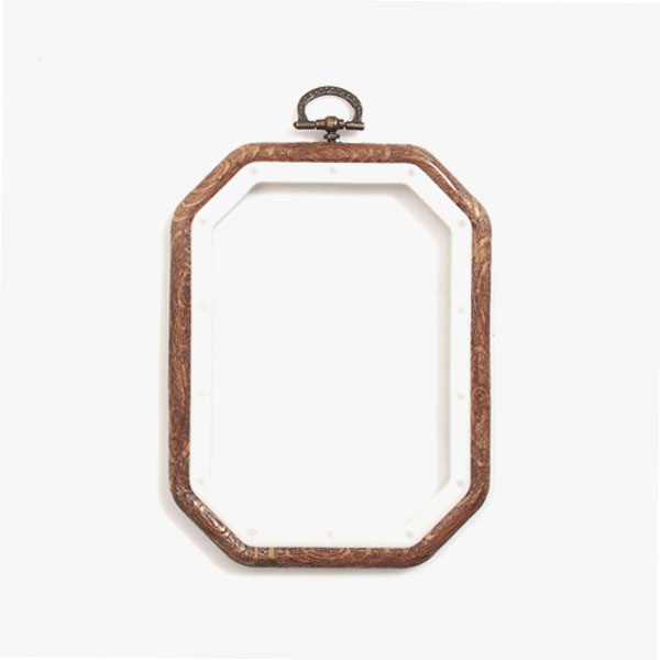 [자수부자재] 우드 마블 직팔각 후프 - 11cm x 15cm