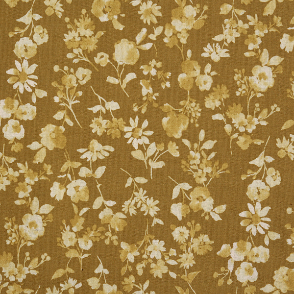 [코카] 클로젯 톤 플라워 린넨 시팅 프린트원단 - 머스터드