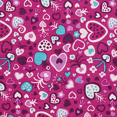 [프리스피릿(로완)] 홈워드 플로팅 러브 프린트원단 - 마젠타 (1/2Yd)