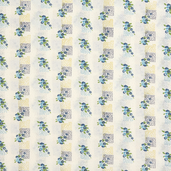 [코카] 오가닉 작은 꽃 발염패턴 프린트원단 - 아이보리