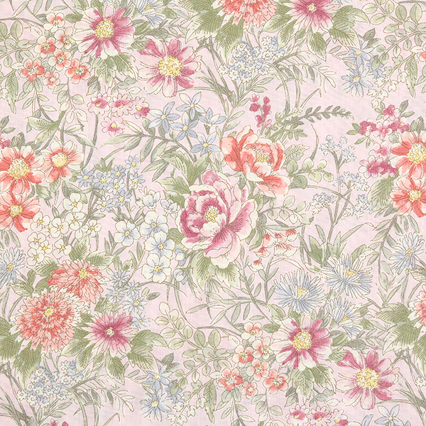 [유와] 수채화 플라워 셔팅 프린트원단 - 핑크 (1/4yd) (D02)829621-B