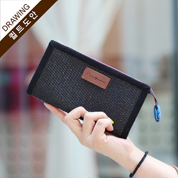 [바이핸즈] 퀼트도안 - 블랙라탄장지갑 (개)