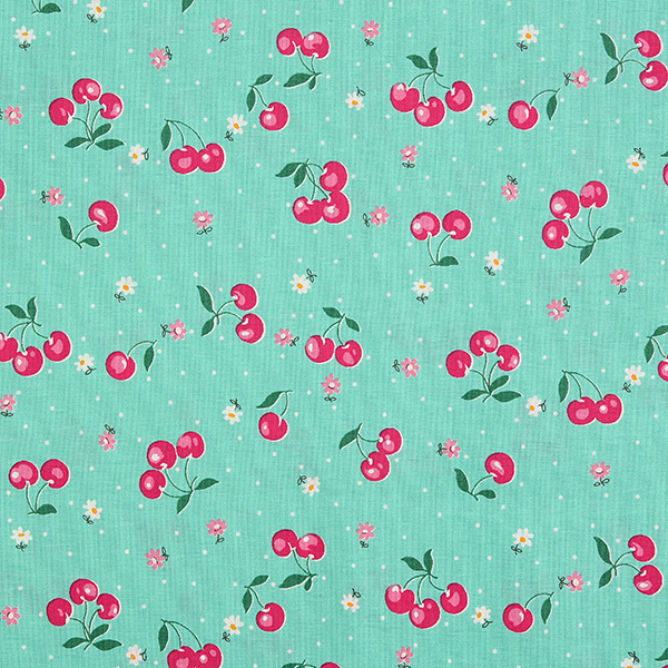 [유와] 마츠야마 아츠코 체리봉봉 셔팅 프린트원단 - 민트 (1/4yd) (D02)AT829636-E