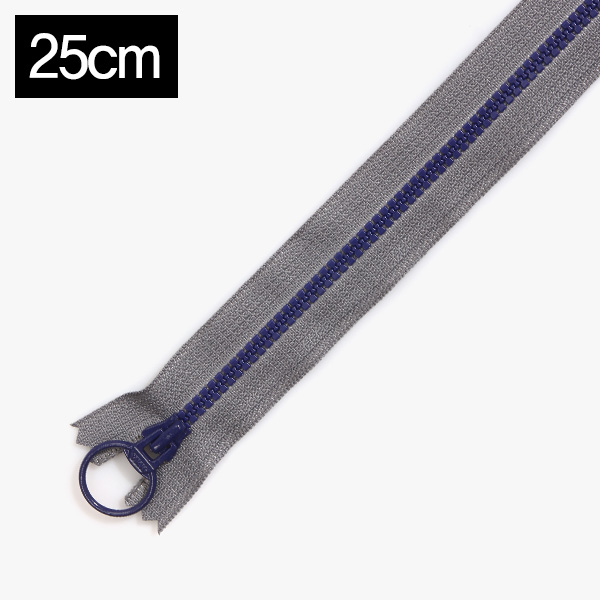[YKK] 비슬론 콤비 지퍼 3호(25cm) - 스틸그레이(딥코발트)