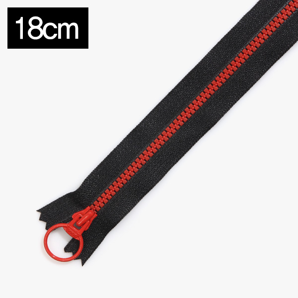퀼트의시작은? 엔조이퀼트와 함께,[YKK] 비슬론 콤비 지퍼 3호(18cm) - 블랙(레드)