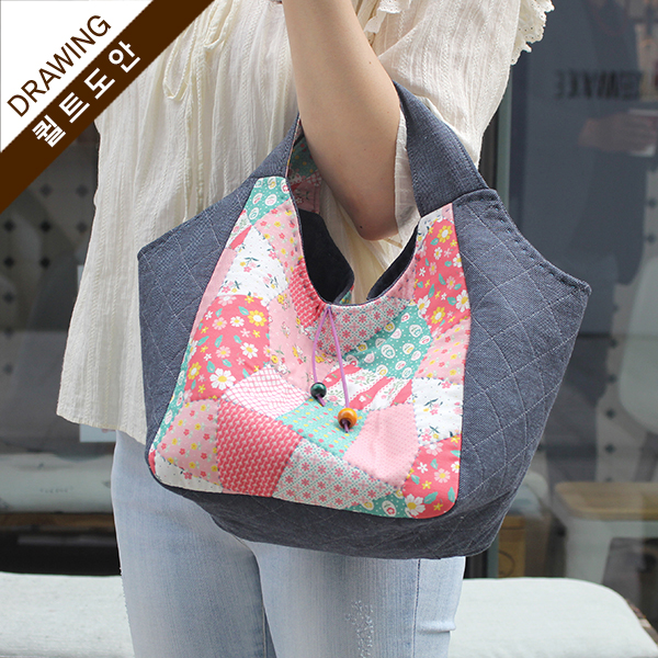 [바이핸즈] 퀼트도안 - 피드색 패치 에코백