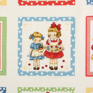 [퀼트게이트] 디어 리틀 월드 마가렛 앤 소피 2030-11 셔팅 프린트 커트지 112cm x 60cm - 아이보리 (개)