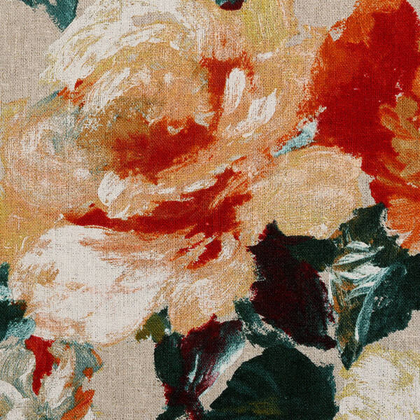 [유와] 대폭 일라리아 린넨 프린트원단 - 오렌지 (1/4yd) 449840-A