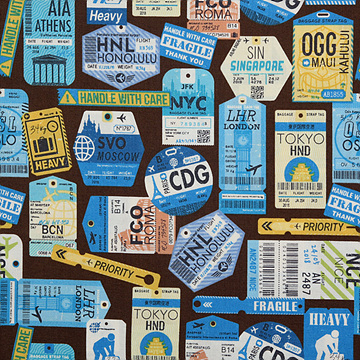 [유와] 글로브 트로팅 셔팅 프린트원단 - 브라운 (1/4yd) (D02)829675-C