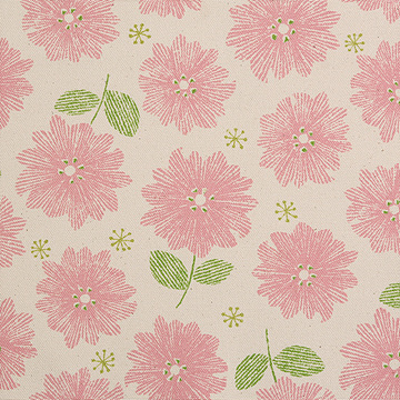 [코카] 락카 앤 캔버스 플라워 범포 프린트원단 - 핑크 (1/2Yd)