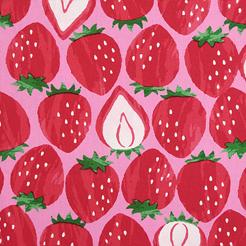 [코카] 후르츠 01 스트로베리 옥스포드 프린트원단 - 핑크 (1/2Yd)