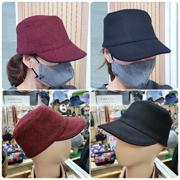 [핸드메이드뿌냐] 퀼트패키지 소품 - 양면 캡모자(레드 헤링본) (개)