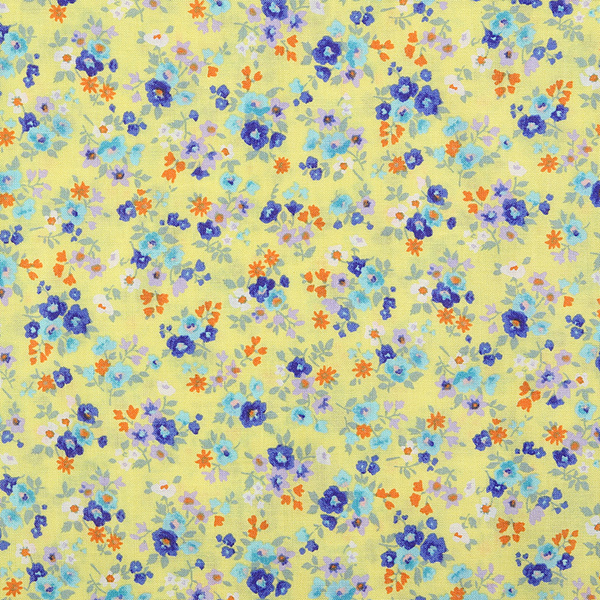 [세븐베리] 스프링가든 브릴리언트 플라워 셔팅 프린트원단 - 옐로우