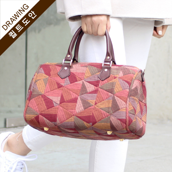 [바이핸즈] 퀼트도안 - 컬러믹싱 보스턴백