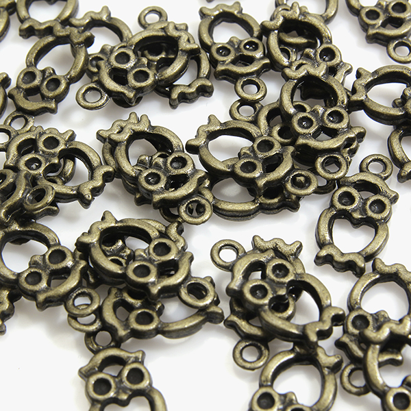 [기본부자재] 청동 지퍼장식(지퍼텍) 하트 부엉이 (50개)