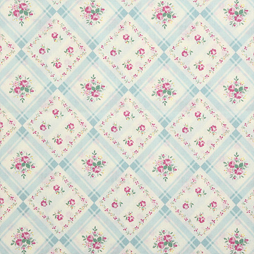 [유와] 플라워 체크 셔팅 프린트원단 - 블루 (1/4yd) (D02)826653-B (개)