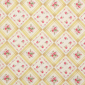 [유와] 플라워 체크 셔팅 프린트원단 - 옐로우 (1/4yd) (D02)826653-C (개)