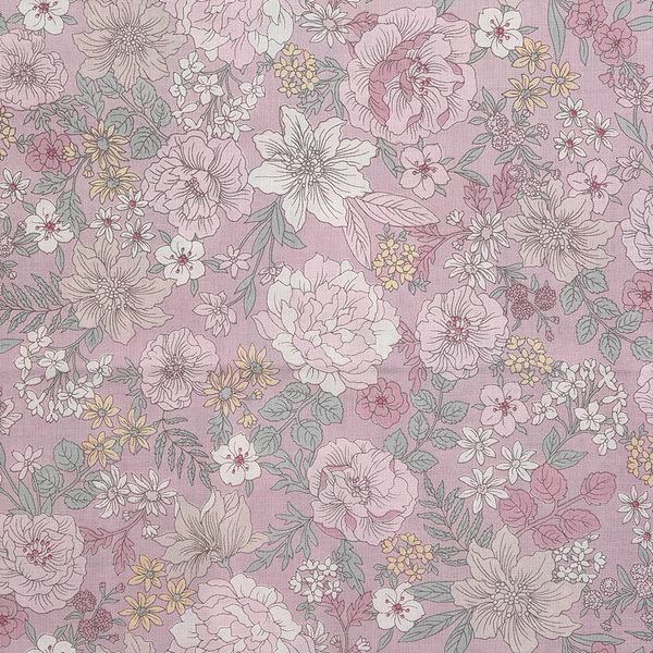 퀼트의시작은? 엔조이퀼트와 함께,[다이와보] 60수 론(아사) 큰꽃무늬 프린트원단 - 핑크