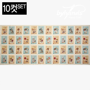 [바이핸즈] 대폭 DTP 빈티지 보니 보넷 하프 린넨 프린트 커트지 148cm x 60cm 10컷 1SET - S (EYCD-06) (개)