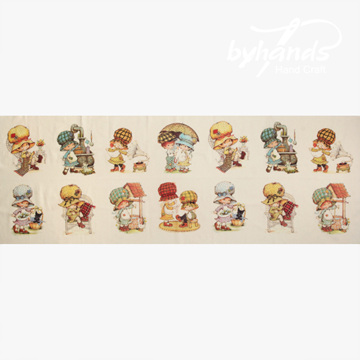 [바이핸즈] 대폭 DTP 빈티지 보니 보넷 하프 린넨 프린트 커트지 148cm x 50cm - 내츄럴 (EYCD-04) (개)